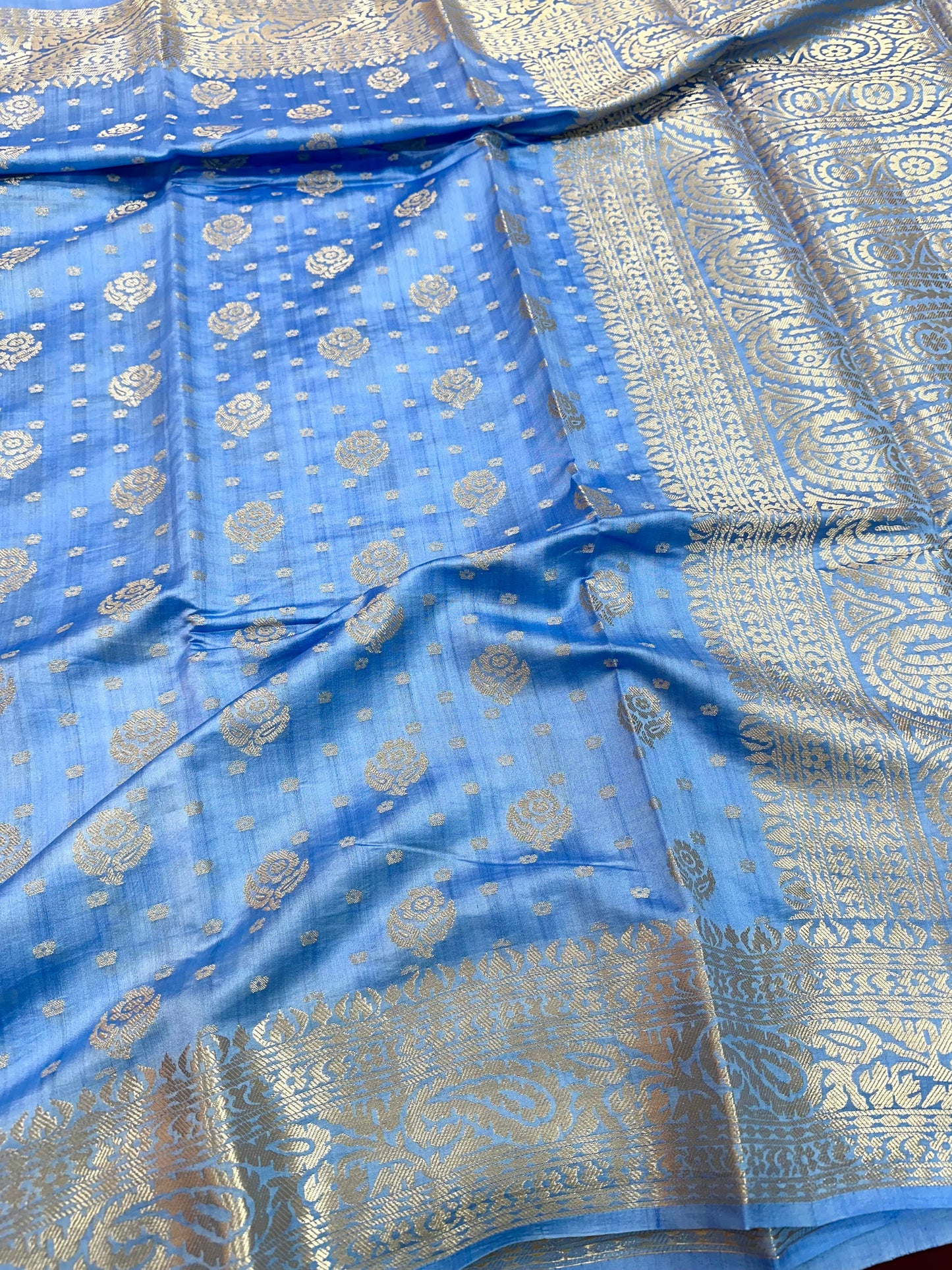 Powder Blue Shade Chiniya Silk Saree