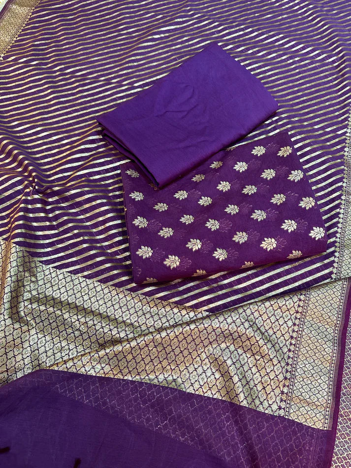 Purple Banarasi Faux Georgette Suit