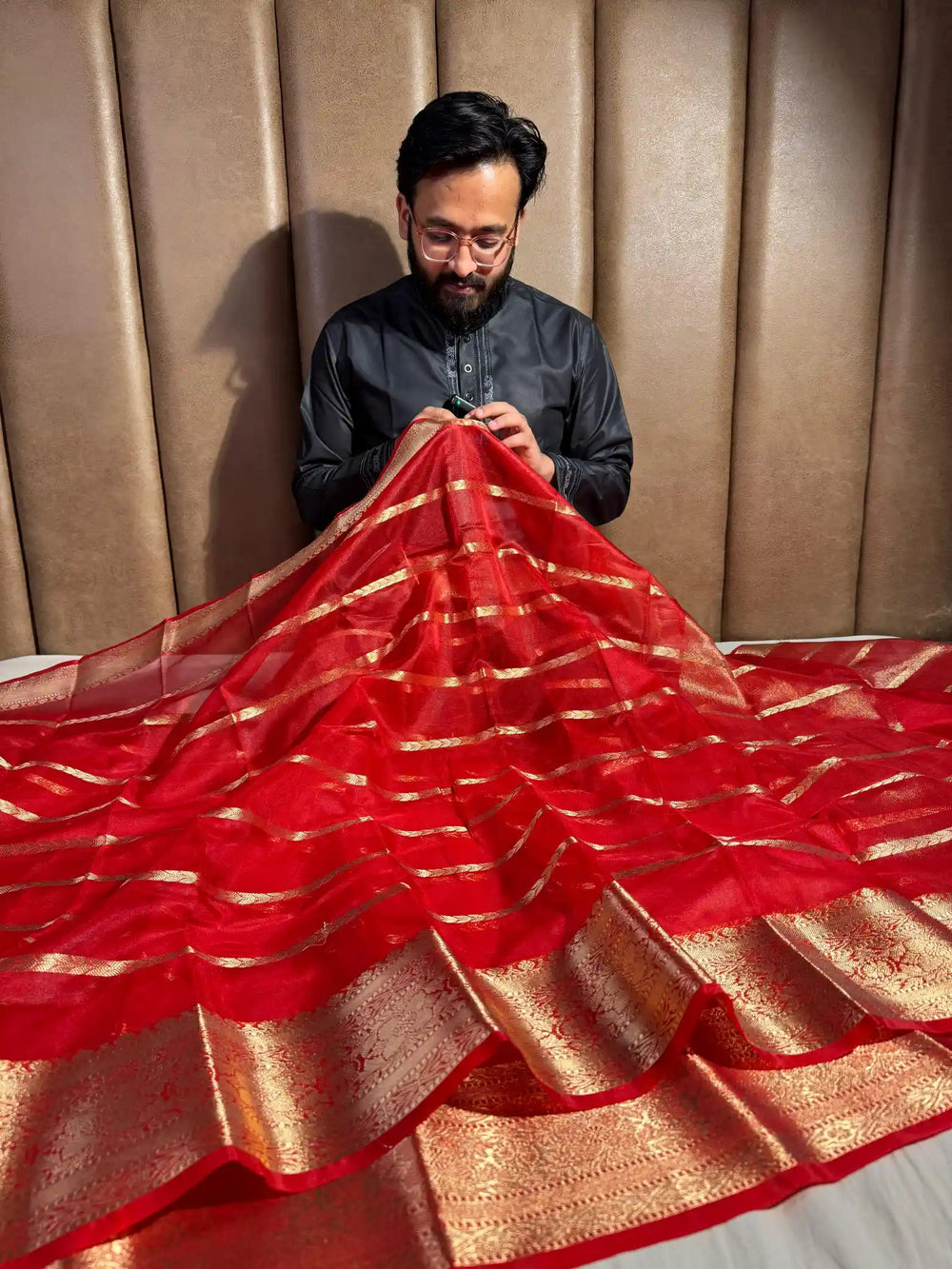 DD Mam inspired Red Organza Silk Saree