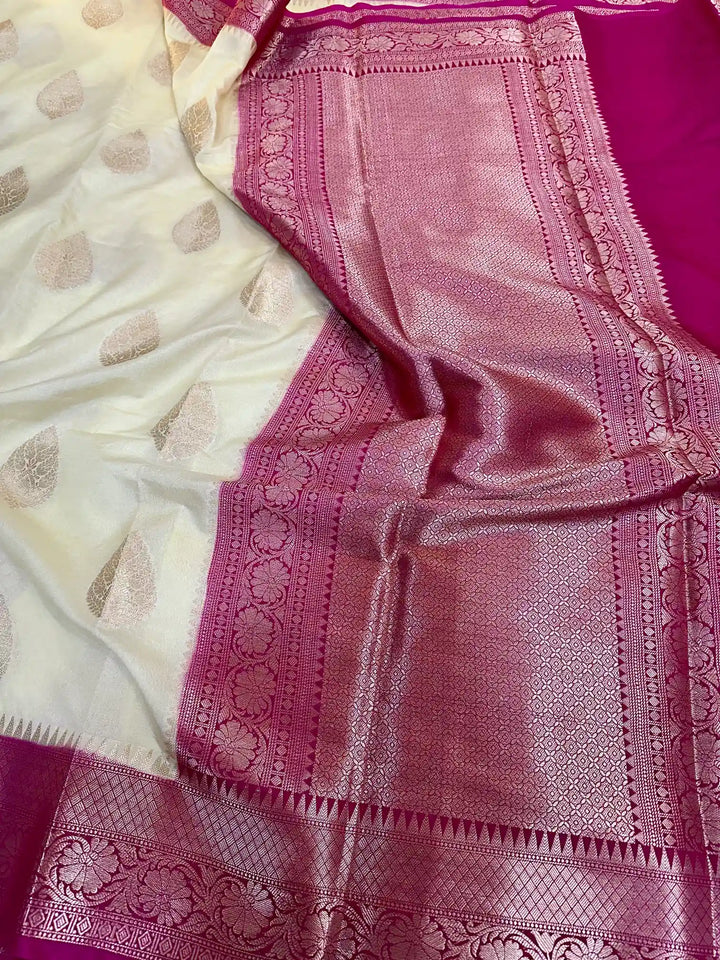 Dark Cream Chiniya Silk Banarasi Saree