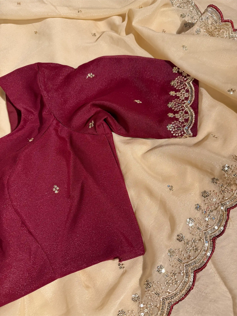 Dark Cream Georgette Tissue Silk Designer Banarasi Saree 