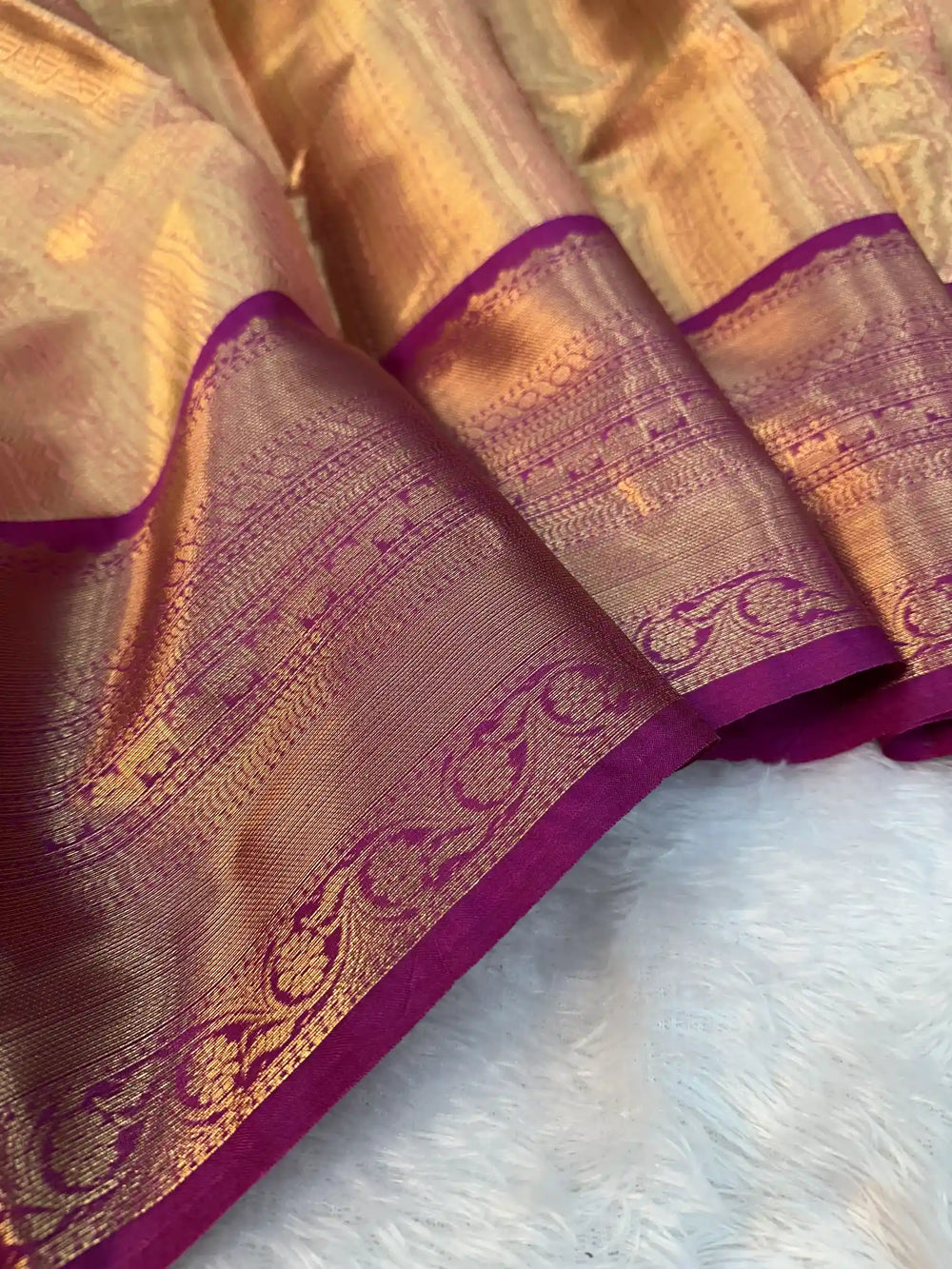 Dark Gold Kanjivaram Brocade Tissue Silk Banarasi Saree