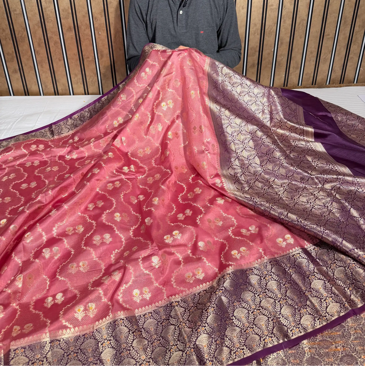 Dark Mauve Eccentric Raw Dupion Silk Banarasi Saree