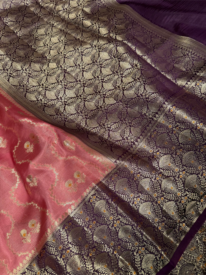 Dark Mauve Eccentric Raw Dupion Silk Banarasi Saree
