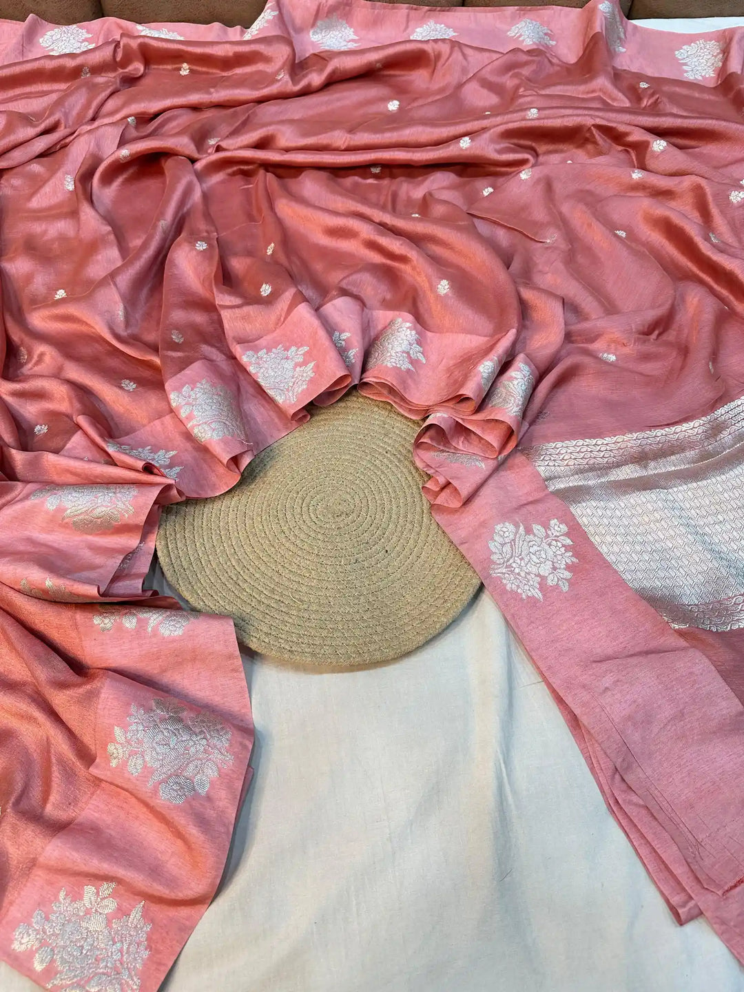 Dark Muave Peach Pure Viscose Silk Banarasi Saree