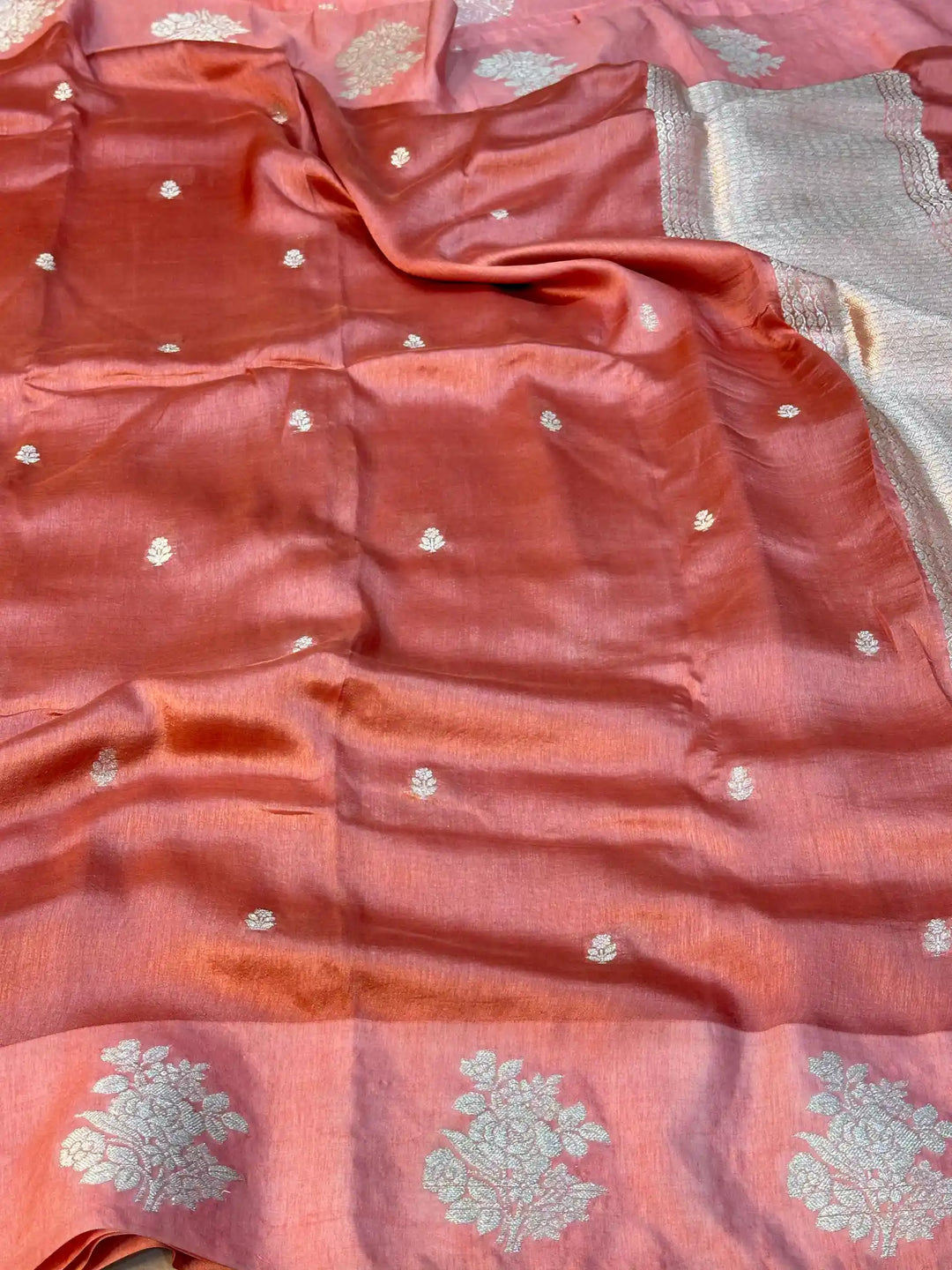 Dark Muave Peach Pure Viscose Silk Banarasi Saree