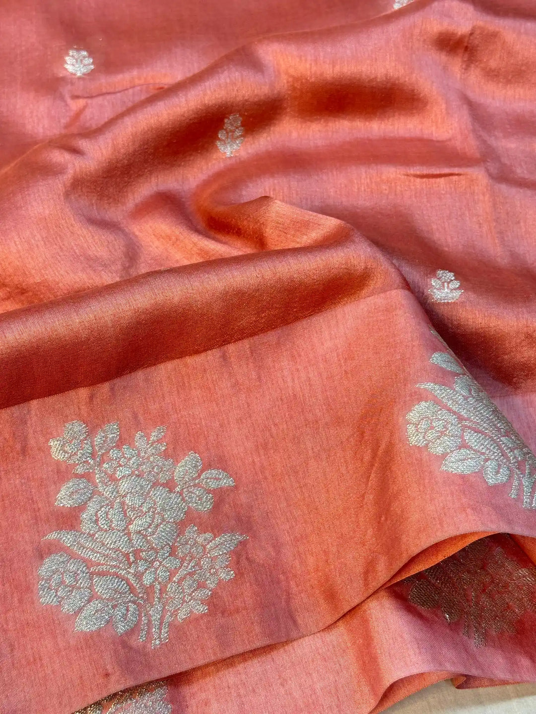 Dark Muave Peach Pure Viscose Silk Banarasi Saree