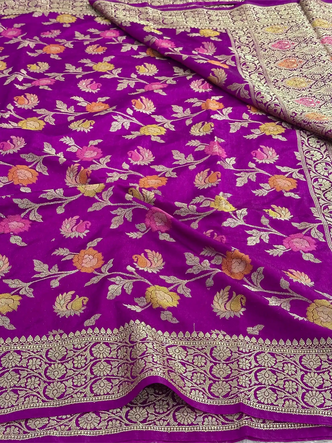 Dark Purple Warm Silk Tilfi Meenakari Banarasi Saree