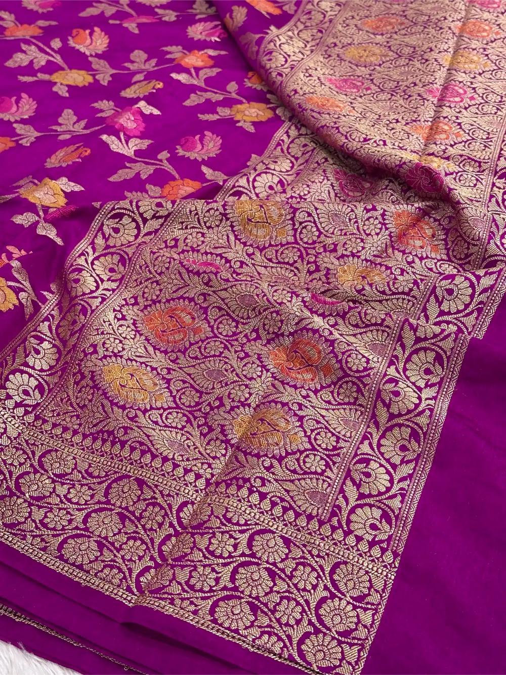 Dark Purple Warm Silk Tilfi Meenakari Banarasi Saree
