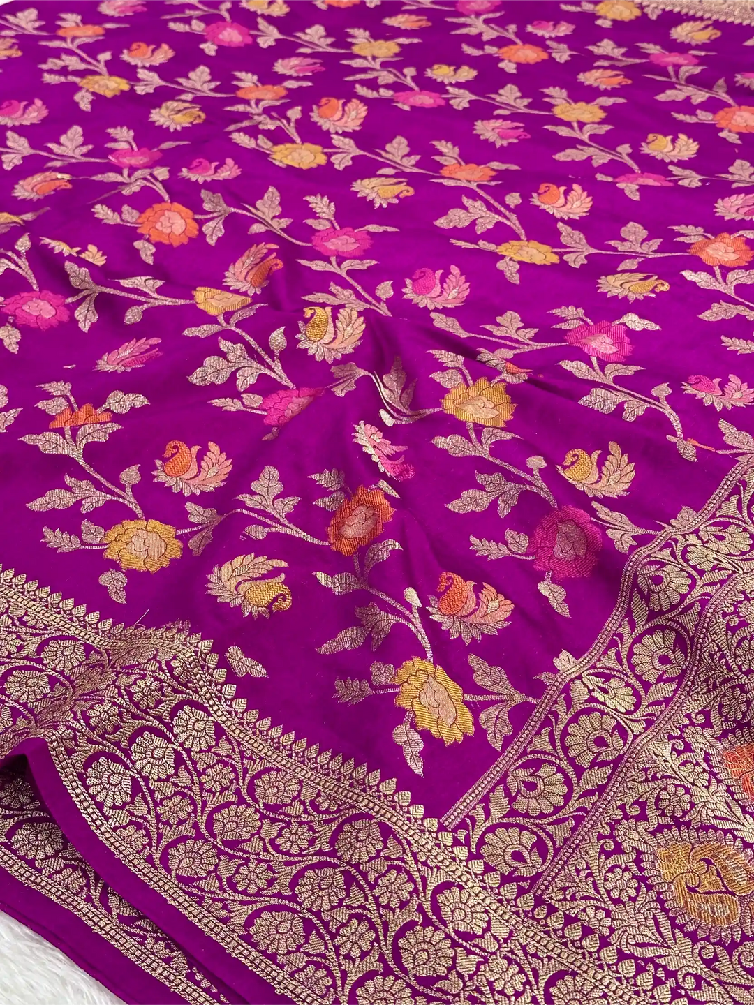 Dark Purple Warm Silk Tilfi Meenakari Banarasi Saree