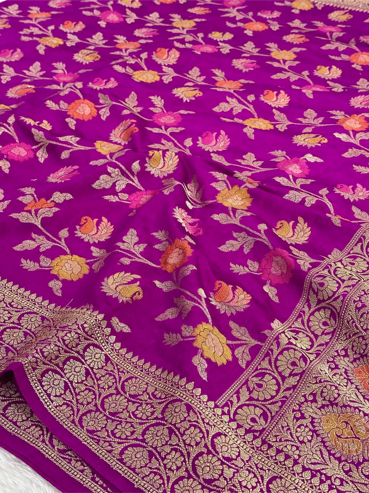 Dark Purple Warm Silk Tilfi Meenakari Banarasi Saree