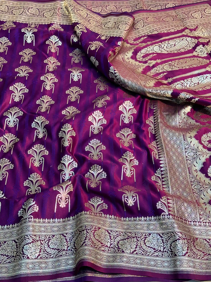 Dark Rani Mashru Silk Banarasi Saree