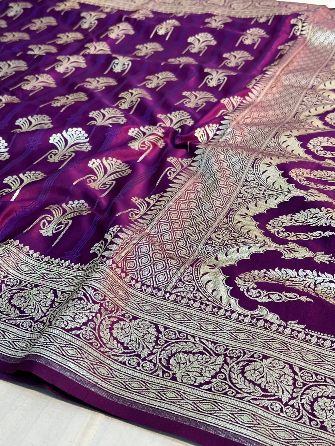 Dark Rani Mashru Silk Banarasi Saree