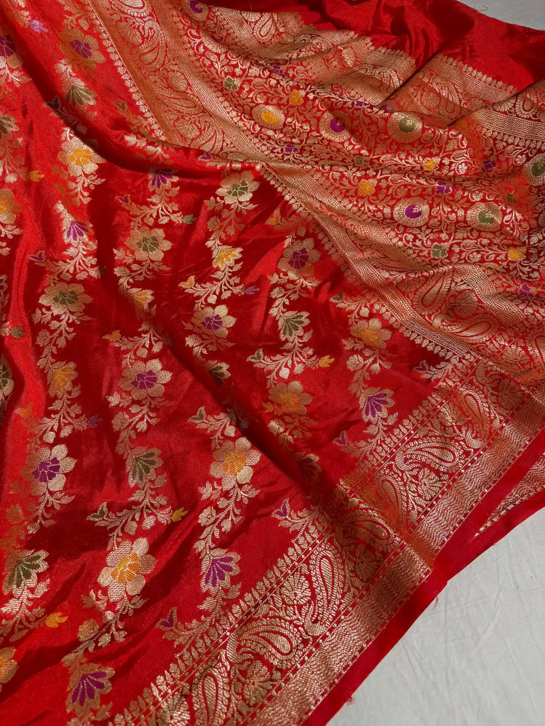 Dark Red Texture Banarasi Warm Silk Saree with Rich Pallu and Blouse