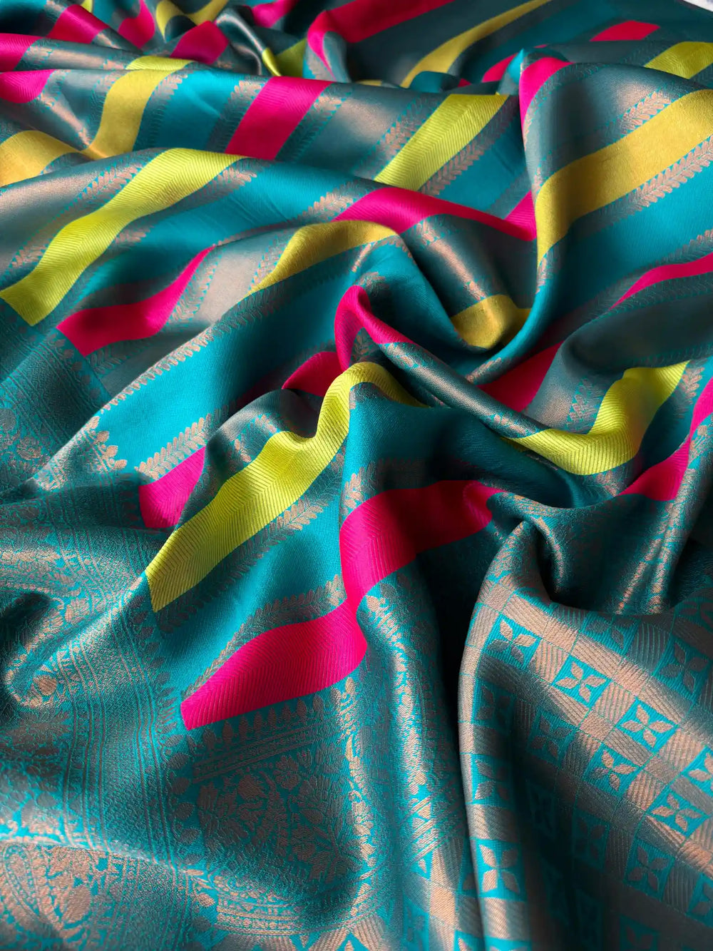 Dark Cyan Soft Kanjivaram Silk Saree