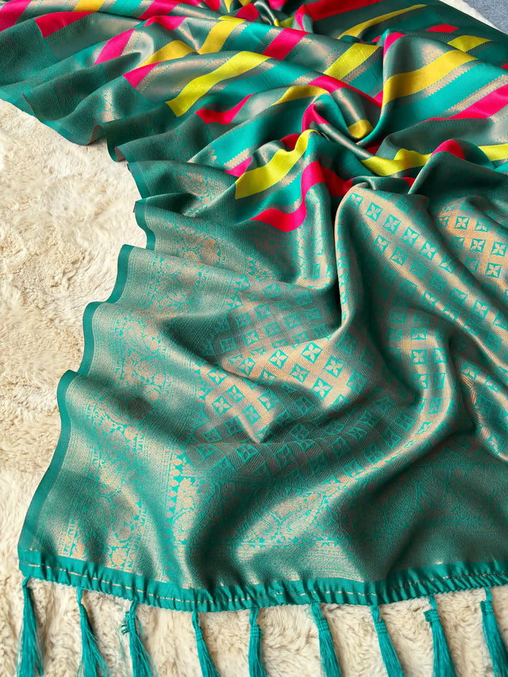 Dark Cyan Soft Kanjivaram Silk Saree