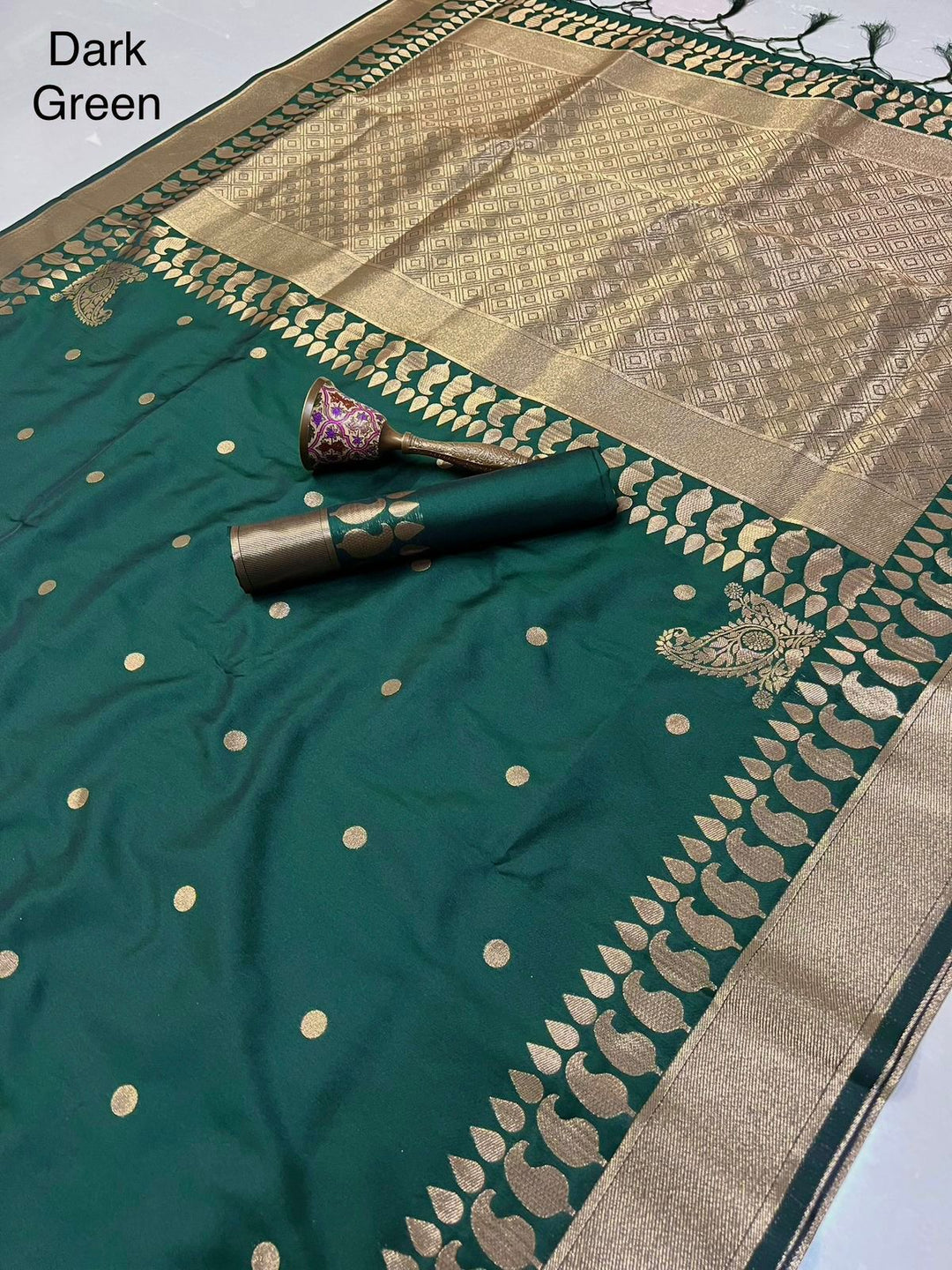 Madhuri Dixit Inspired Premium Katan Silk Saree with Rich Pallu and Blouse