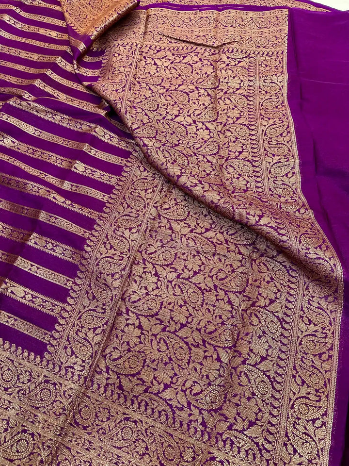 Dark Purple Warm Silk Handloom Inspired Banarasi Saree