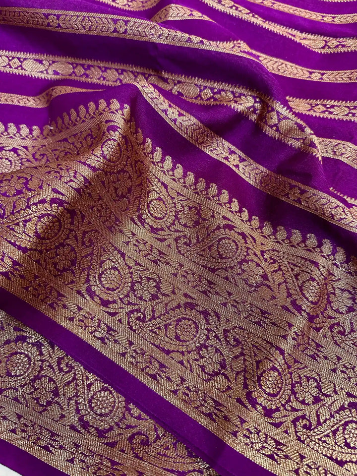 Dark Purple Warm Silk Handloom Inspired Banarasi Saree