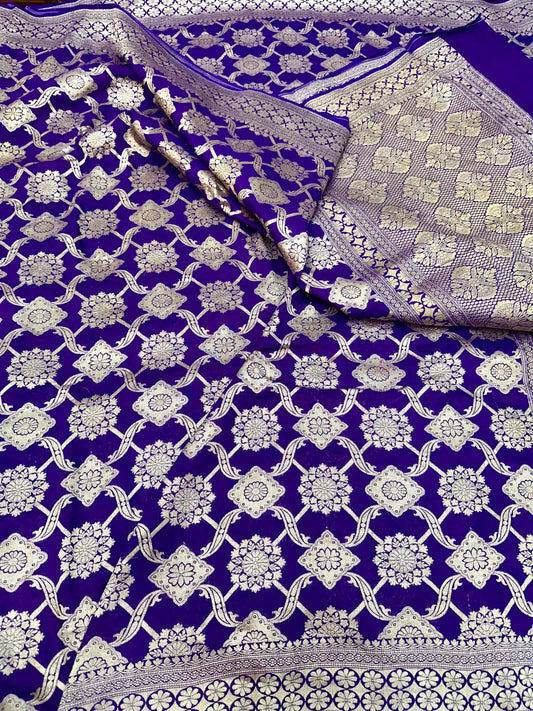 Deep Purple Intricate Weave Munga Silk Saree