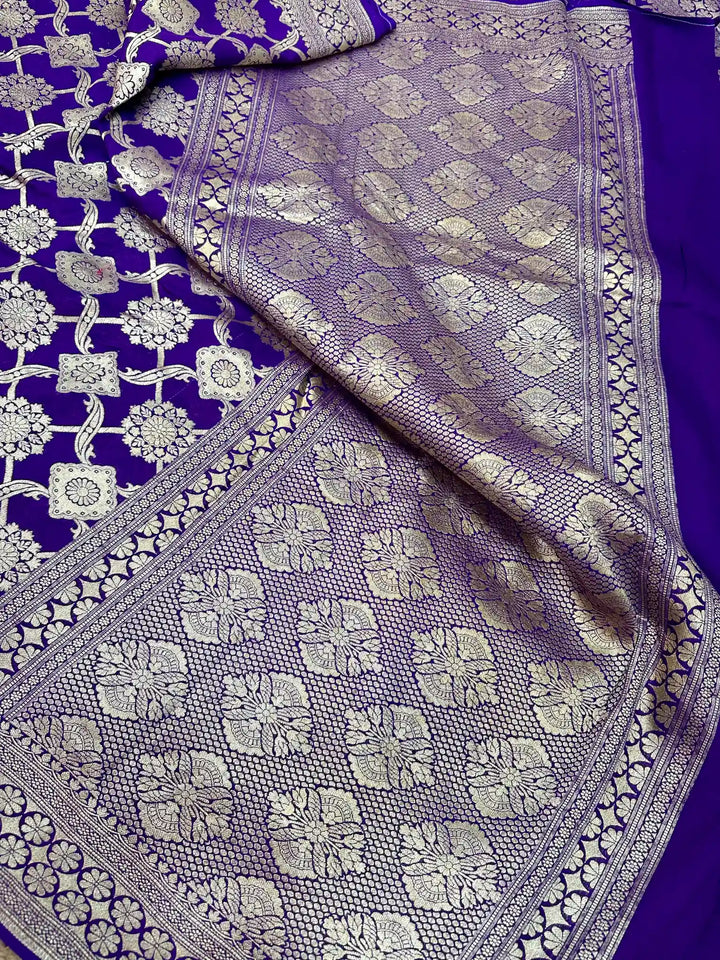 Deep Purple Intricate Weave Munga Silk Saree