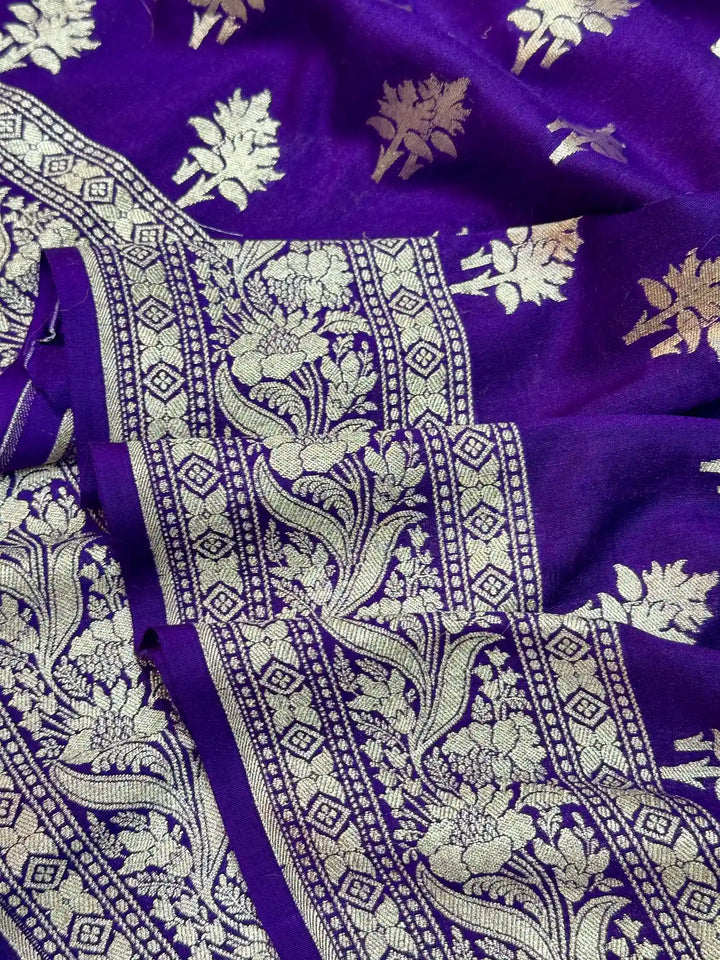 Deep Purple Munga Silk Banarasi Saree