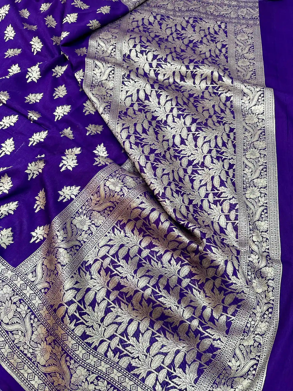 Deep Purple Munga Silk Banarasi Saree