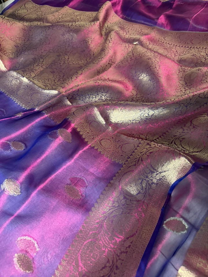 Dhoop Chaon Baigani Pure Tissue Silk Banarasi Saree