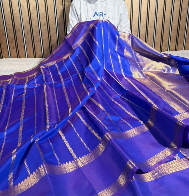 Dhoop Chaon Softsilk Traditional Heritage Stripes Weave Banarasi Saree