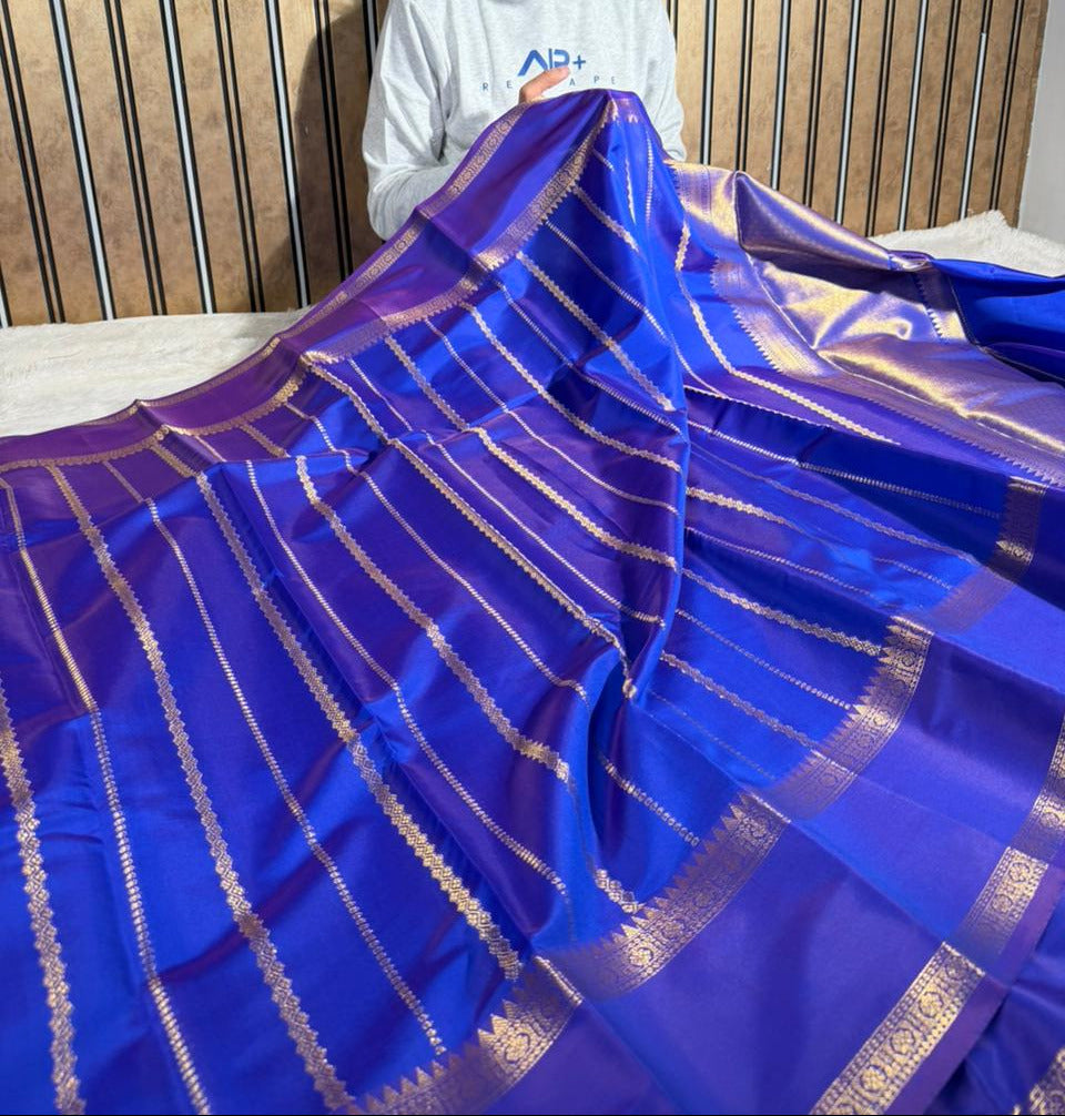 Dhoop Chaon Softsilk Traditional Heritage Stripes Weave Banarasi Saree