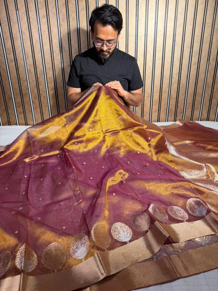 Dhoop Chaun Tissue Silk Heritage Weave Banarasi Saree