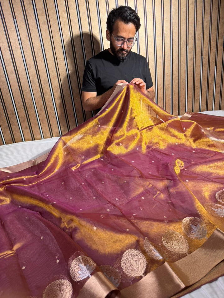 Dhoop Chaun Tissue Silk Heritage Weave Banarasi Saree