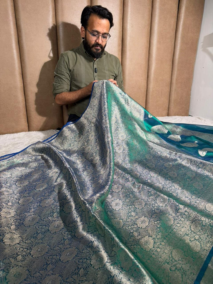 Dhoop chaon brocade tissue silk Banarasi saree