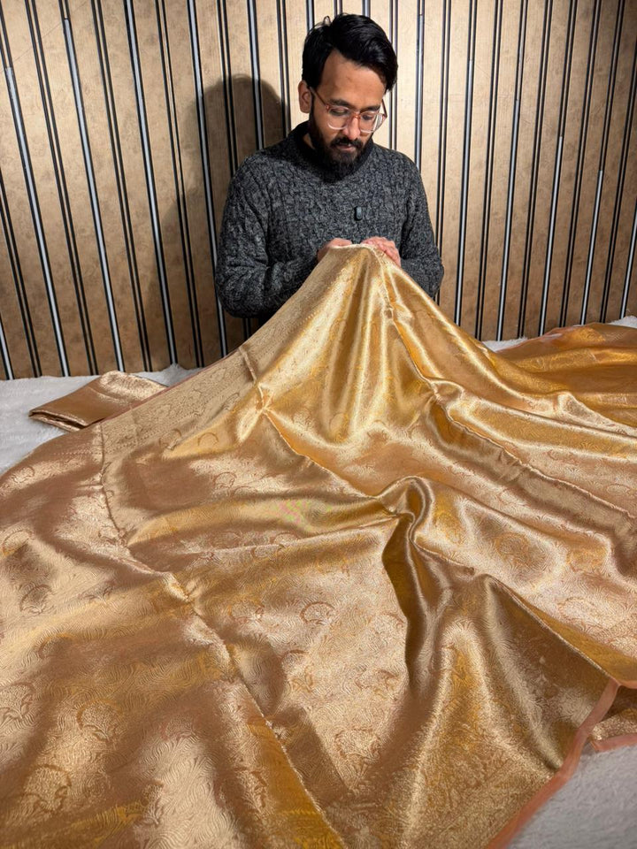 Dual Shaded Brocade Tissue Silk Embossed Banarasi Saree