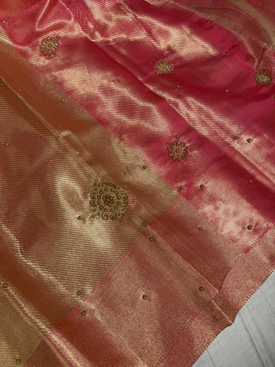 Dual Shaded Kanjivaram Brocade Tissue Silk Handwork Banarasi saree