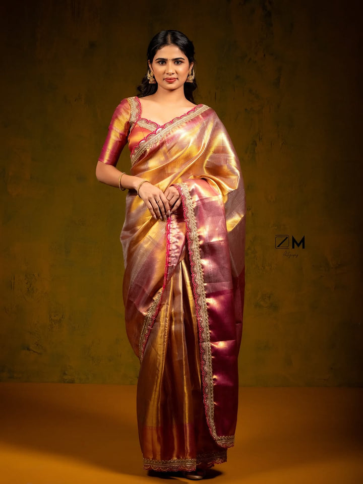 Dual Shaded Kanjivaram Tissue Silk Designer Saree