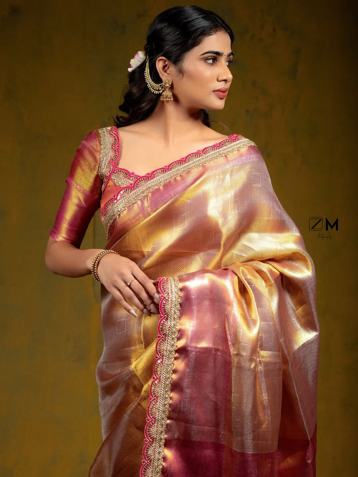 Dual Shaded Kanjivaram Tissue Silk Designer Saree
