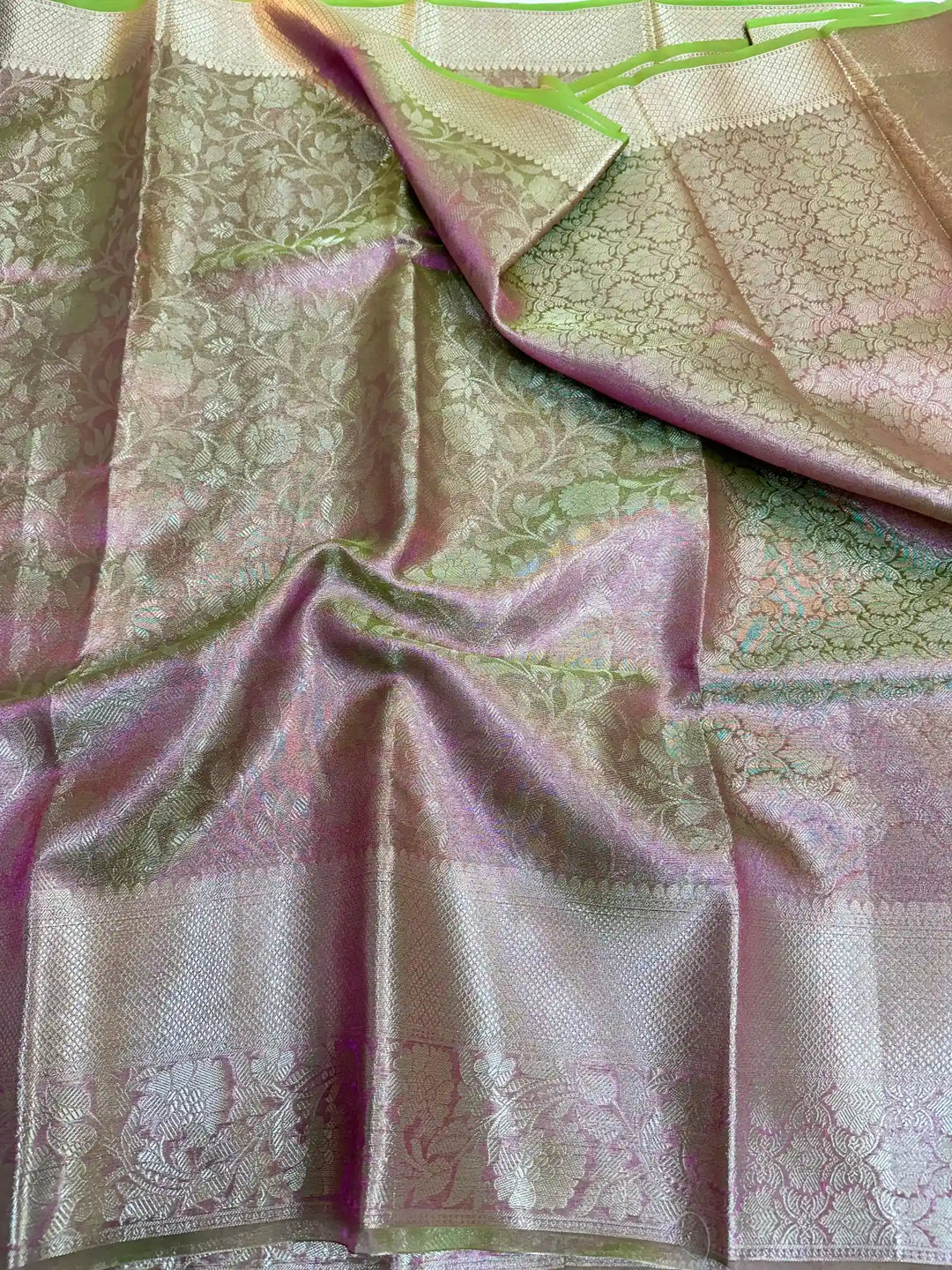 Dual Tone Tissue Silk Embossed Floral Saree