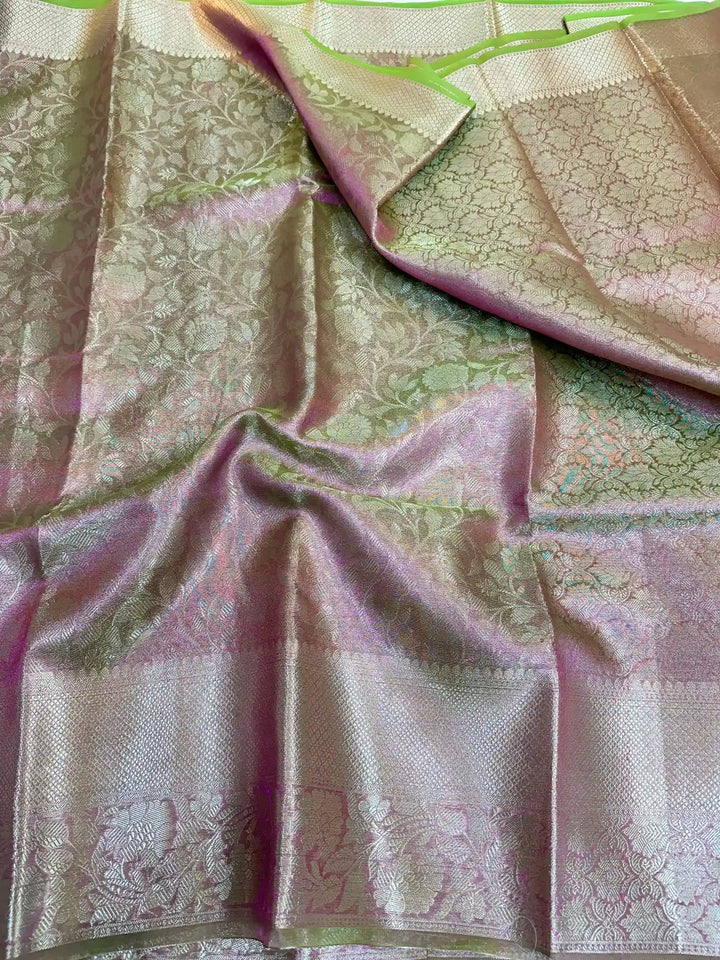 Dual Tone Tissue Silk Embossed Floral Saree