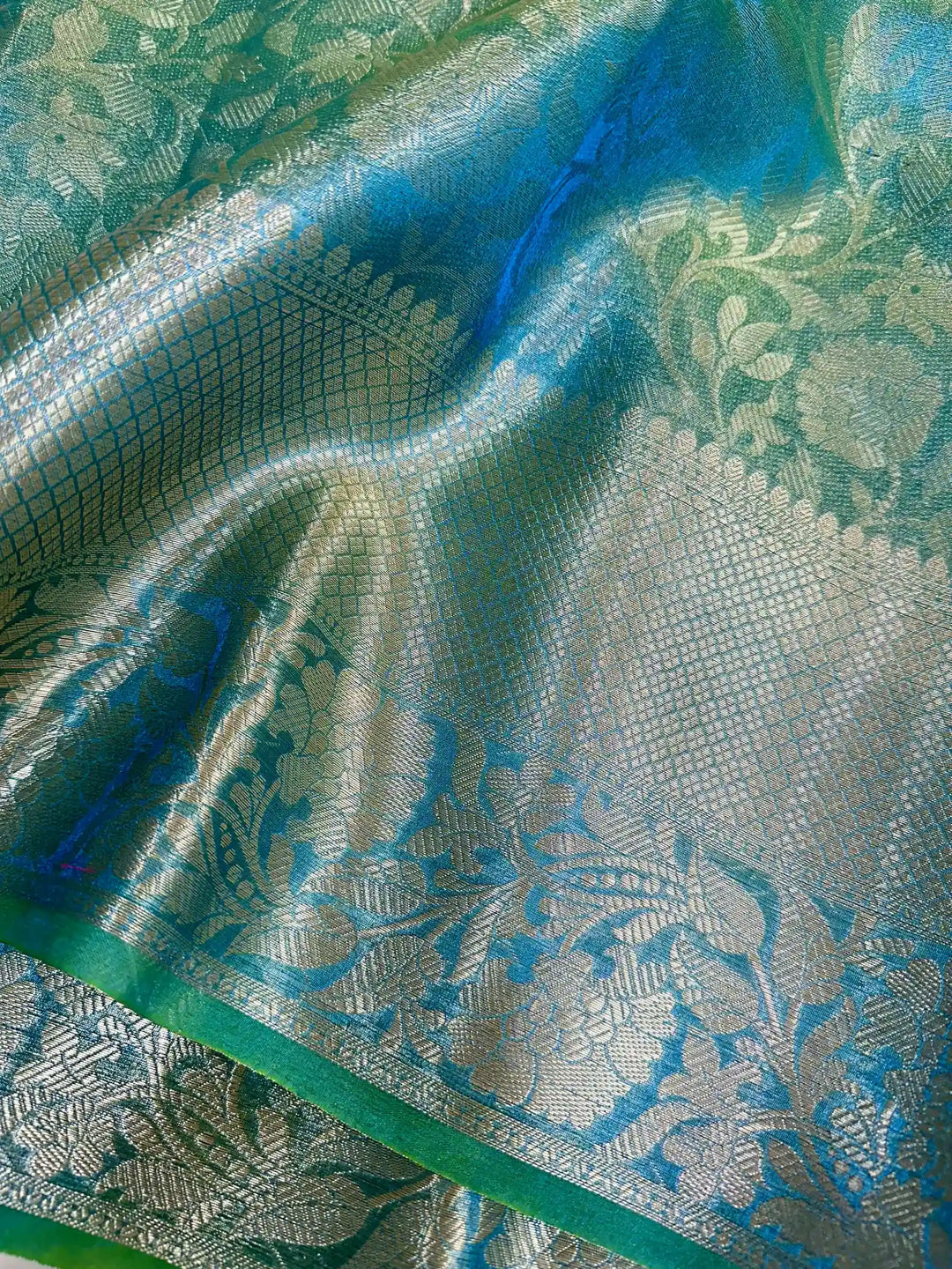 Dual Tone Tissue Silk Embossed Floral Saree