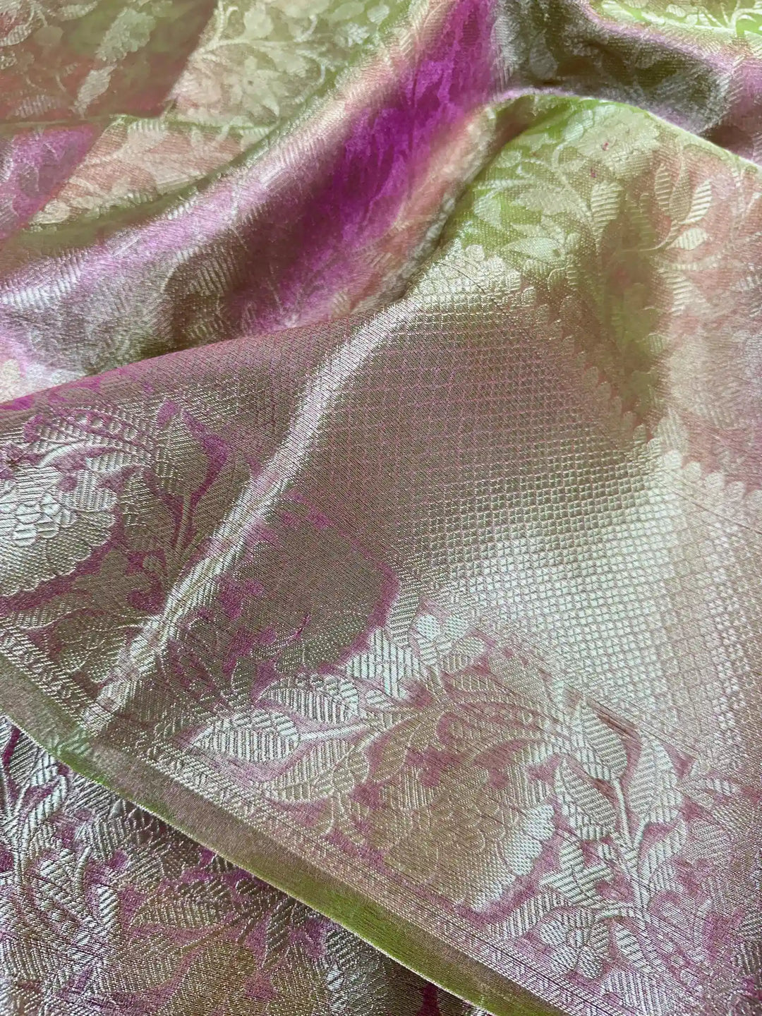 Dual Tone Tissue Silk Embossed Floral Saree