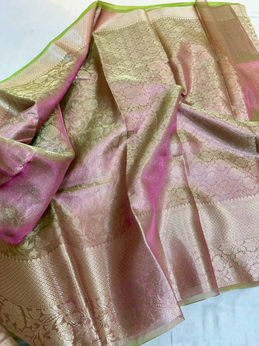 Dual Tone Tissue Silk Embossed Floral Saree