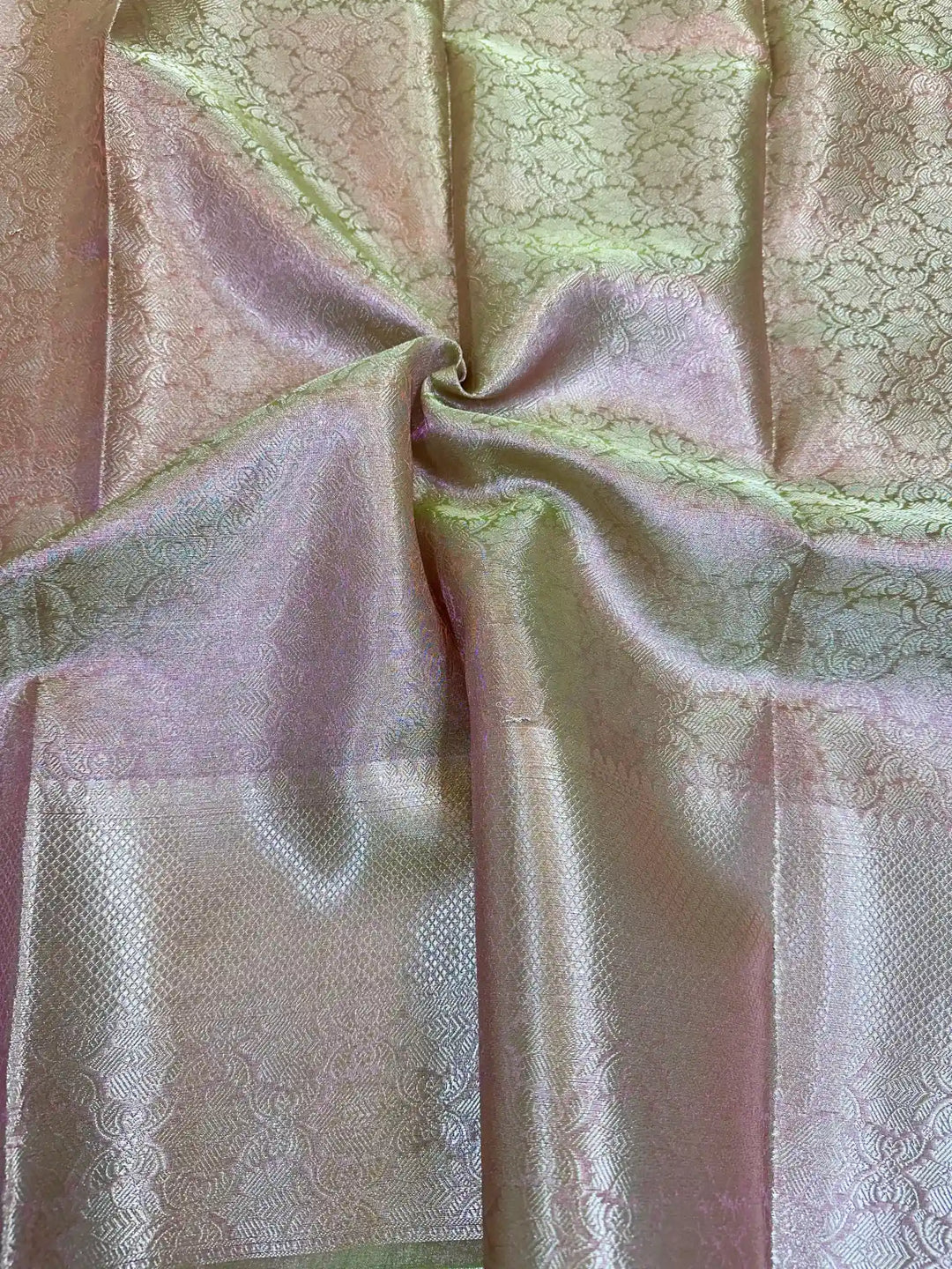 Dual Tone Tissue Silk Embossed Floral Saree