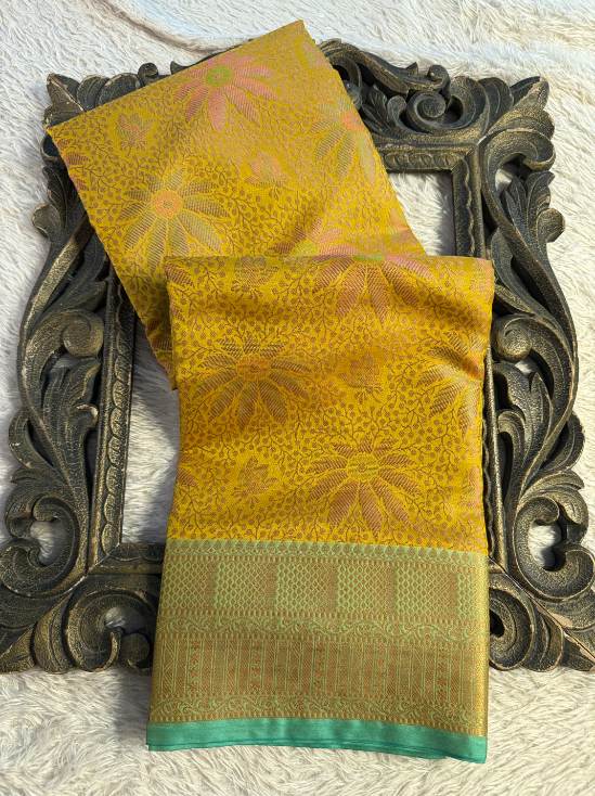 Eccentric zari weave Softsilk Banarasi Saree