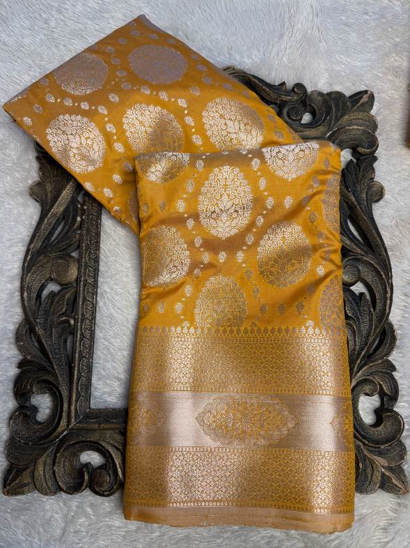 Eccentric zari weave Softsilk Banarasi Saree