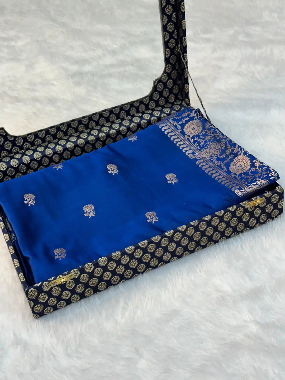 Royal Blue Mashru Katan Silk Banarasi Saree