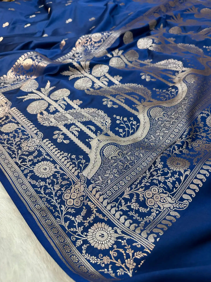 Royal Blue Mashru Katan Silk Banarasi Saree