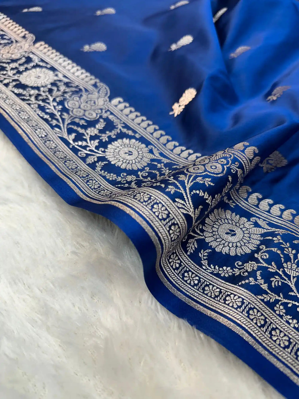 Royal Blue Mashru Katan Silk Banarasi Saree