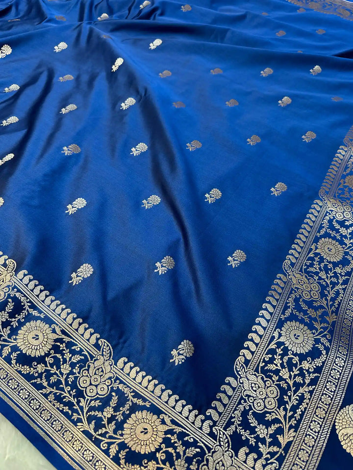 Royal Blue Mashru Katan Silk Banarasi Saree