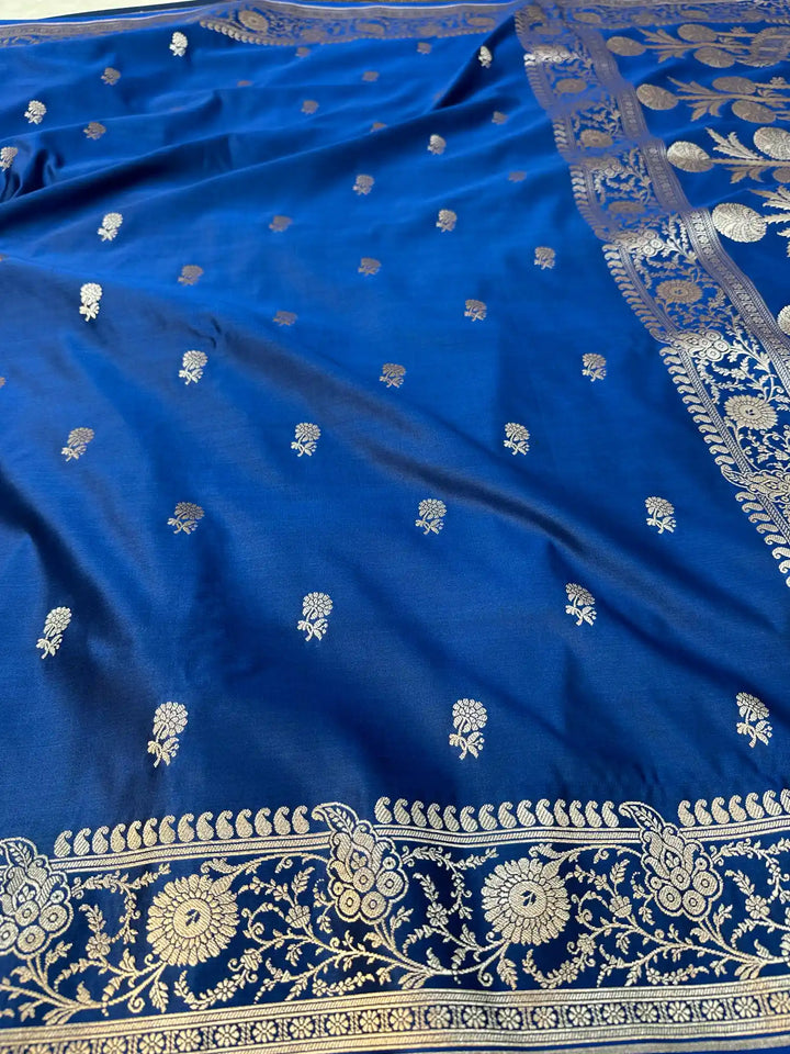 Royal Blue Mashru Katan Silk Banarasi Saree